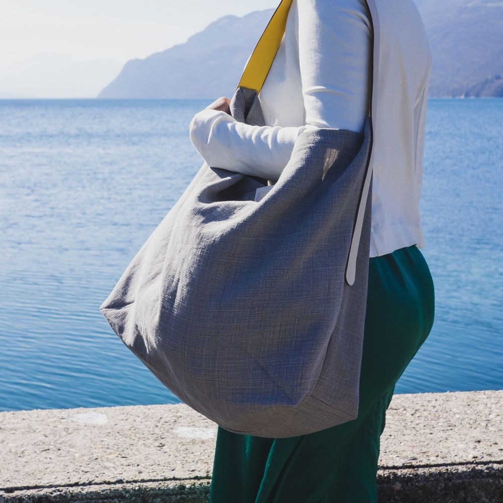 Bags and totes - Lino Tote Bag — Heather Grey/100% French Linen - L'ATELIER DES CREATEURS
