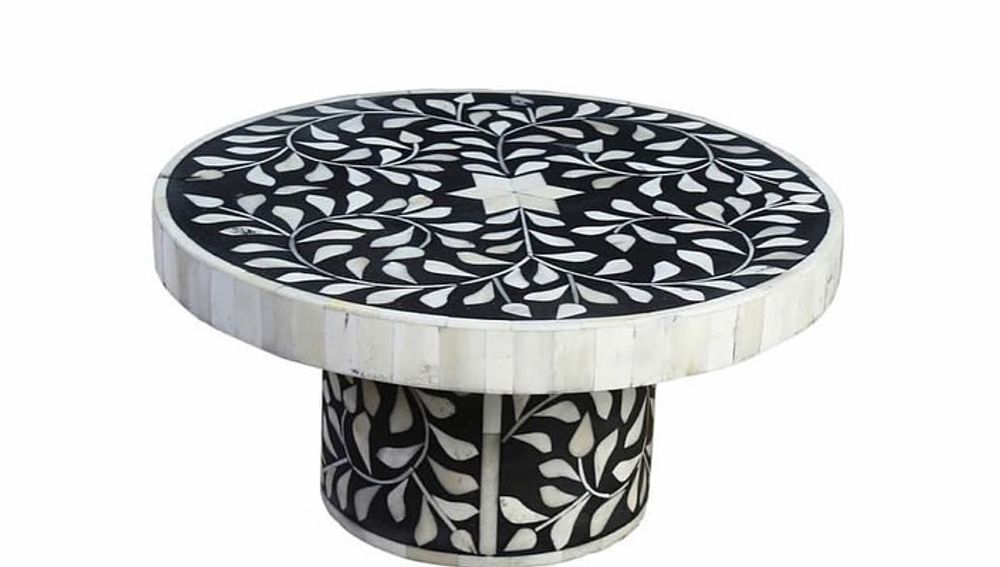 Objets de décoration - Table basse artisanale en os (ronde) - SS EXPORTS