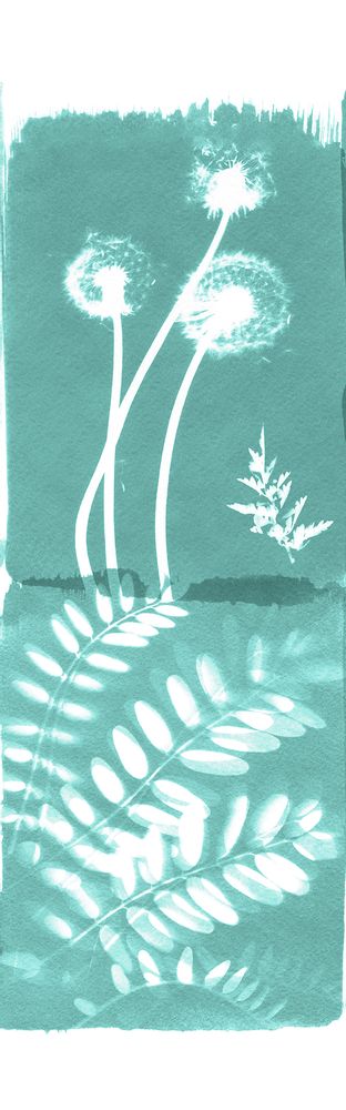 Other wall decoration - Wallpanel Cyanotype Fleurs Des Champs Menthe à l'Eau - PAPERMINT
