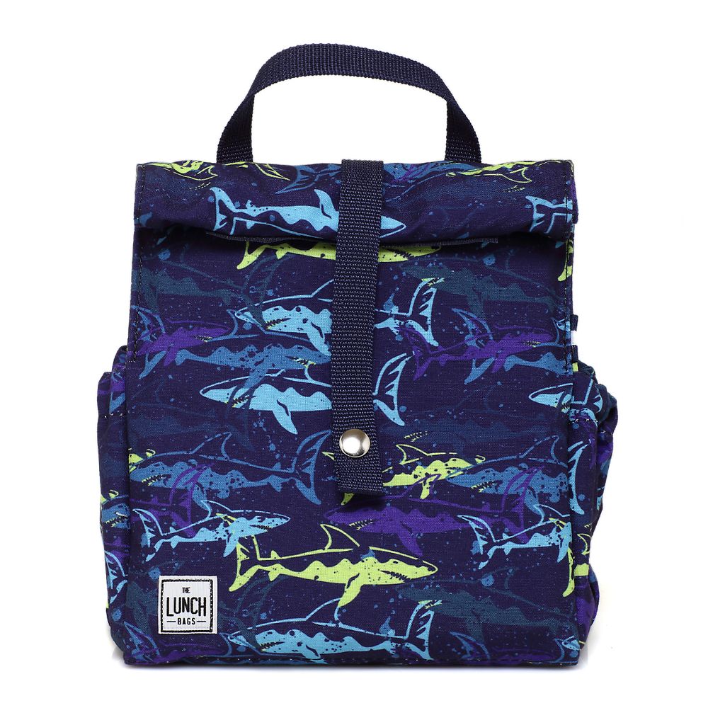 Cadeaux - Sharks Original Sac à lunch pour enfant avec sangle bleue - THE LUNCHBAGS