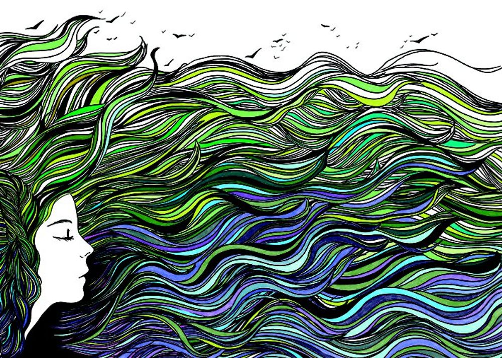 Papiers peints - Papier peint Profil et Cheveux de mer - INCREATION