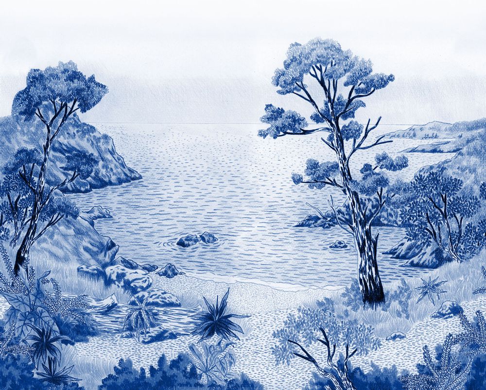 Floral decoration - Wallpanel Bamboulino Crique Bleu abysse - PAPERMINT