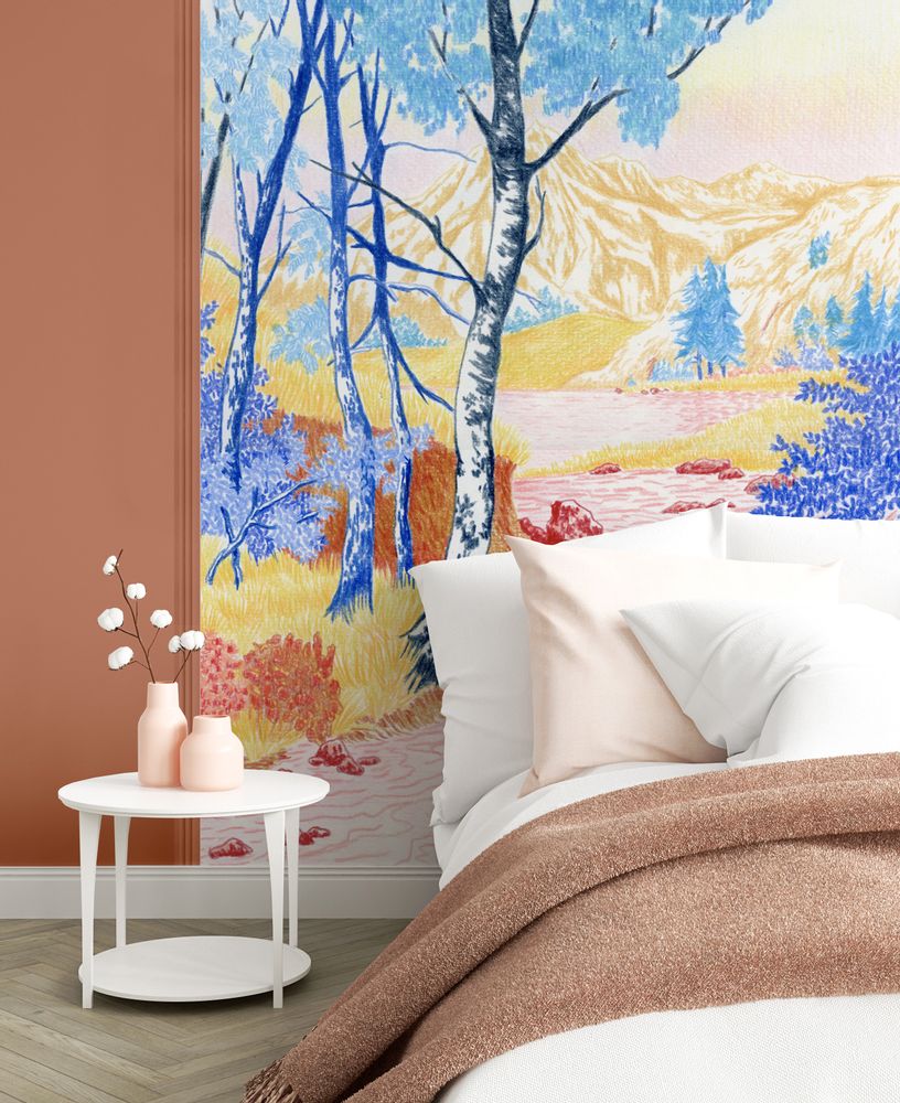 Other wall decoration - Wallpanel Bamboulino Cascade Rouge alizarine - PAPERMINT