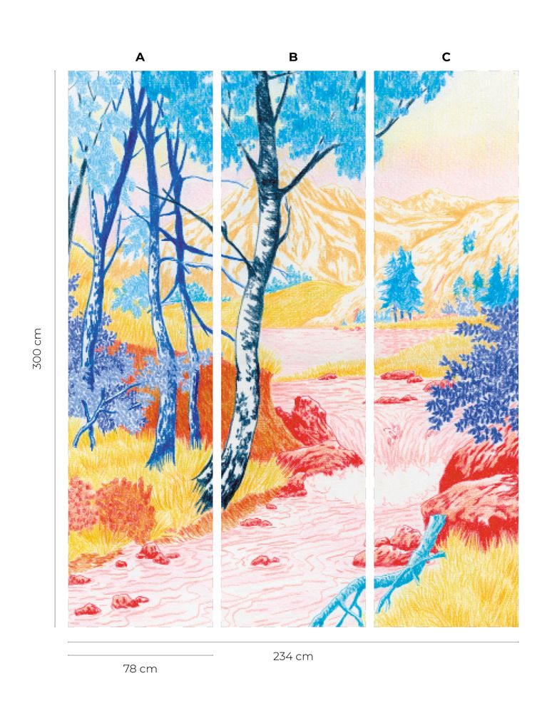 Other wall decoration - Wallpanel Bamboulino Cascade Rouge alizarine - PAPERMINT