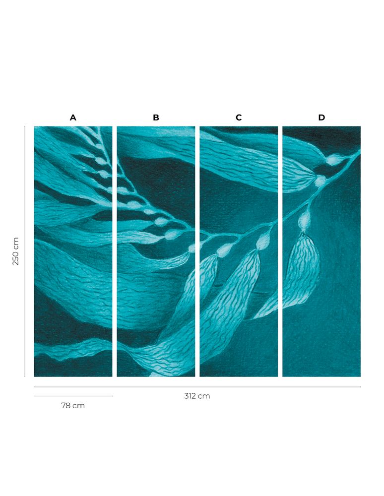 Other wall decoration - Wallpanel Bamboulino Algues marines Bleu lagune - PAPERMINT