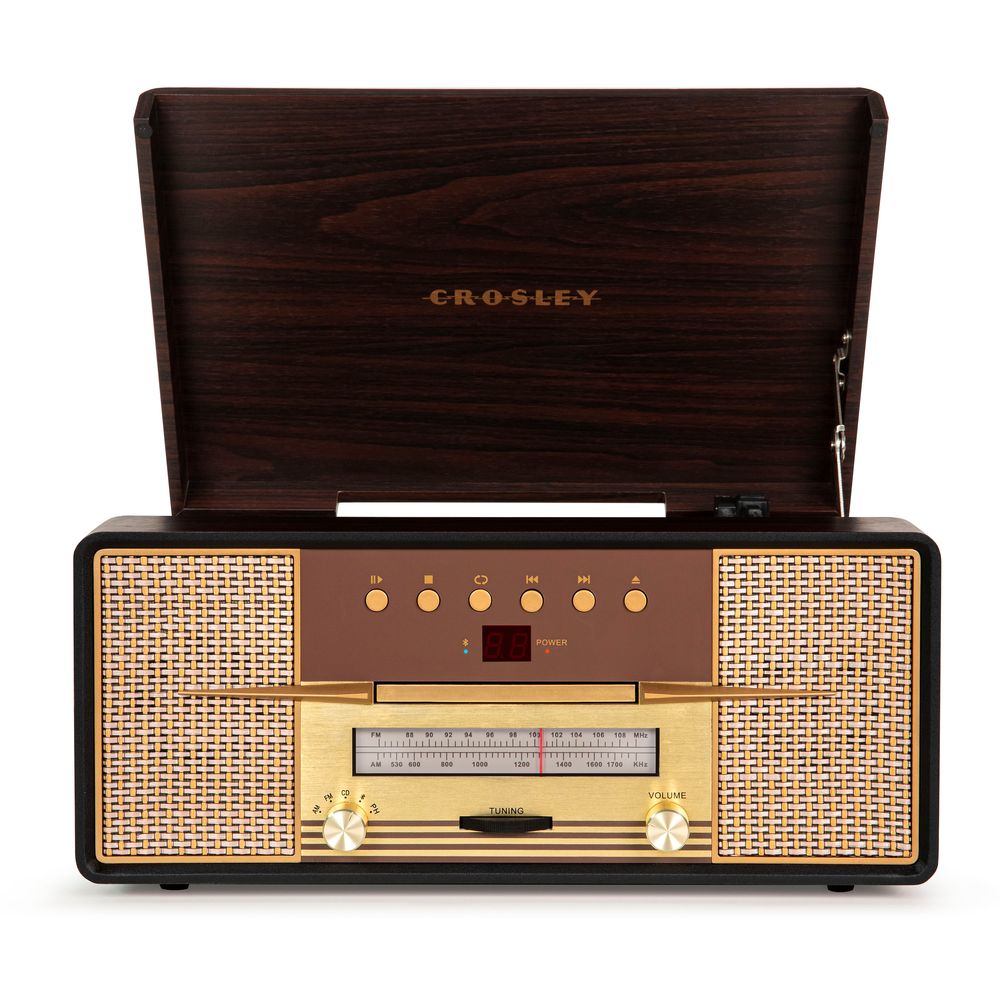 Speakers and radios - Crosley Rhapsody Entertainment Center Mahogany (CD/ Bluetooth/ cassette/ vinyl player) - CROSLEY RADIO