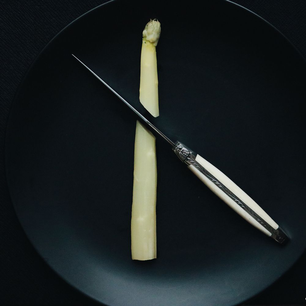 Knives - Table knives, high polished finish with Bone handle, set of 6 - FORGE DE LAGUIOLE