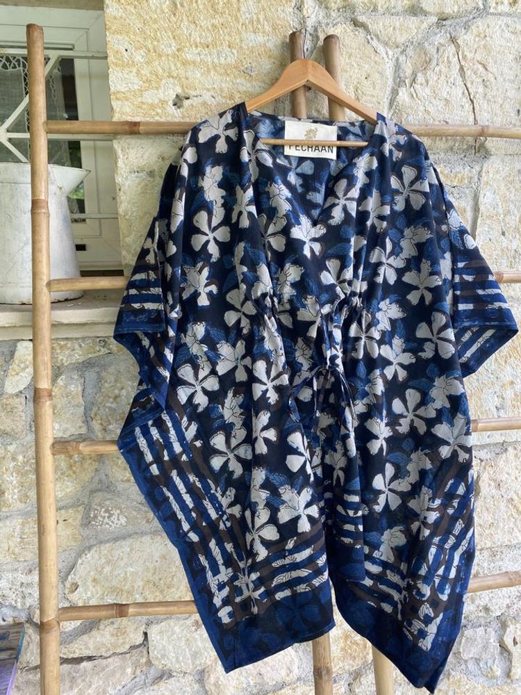 Apparel - COTTON BEACH DRESS WITH FLOWERS - PECHAAN