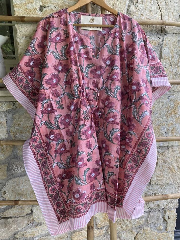 Apparel - COTTON BEACH DRESS WITH FLOWERS - PECHAAN
