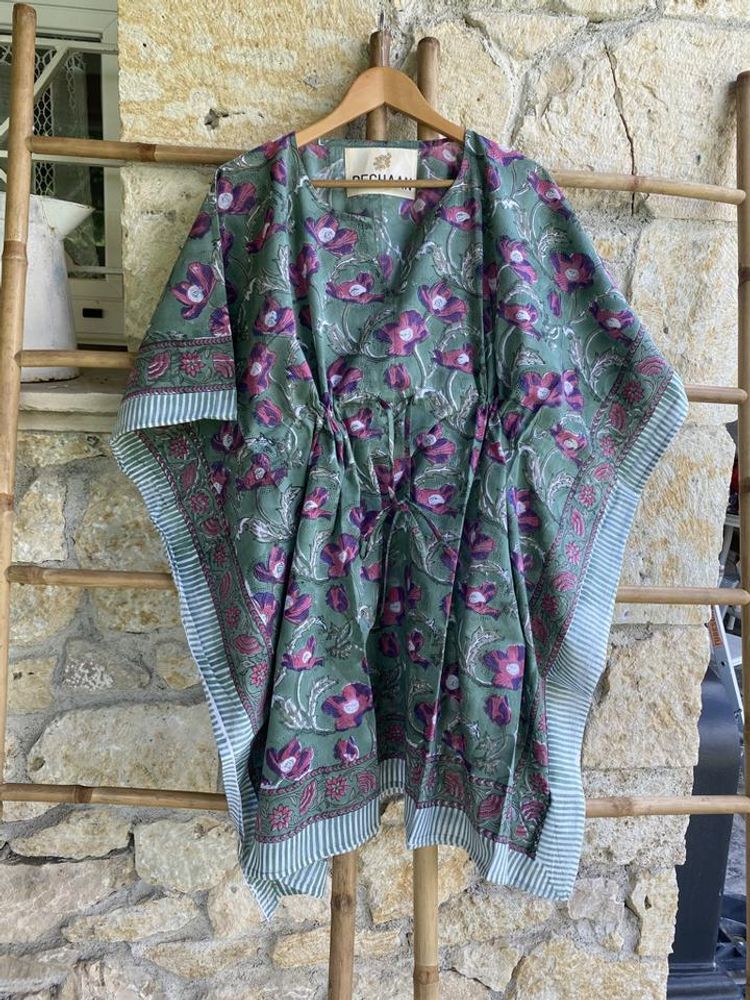Apparel - COTTON BEACH DRESS WITH FLOWERS - PECHAAN