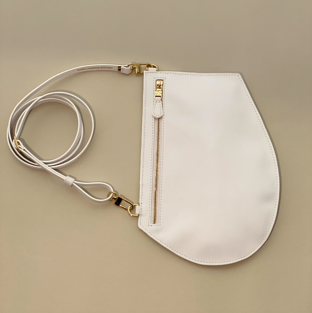 Sacs et cabas - Zip Maxi Cut cuir blanc et finitions or - MLS-MARIELAURENCESTEVIGNY