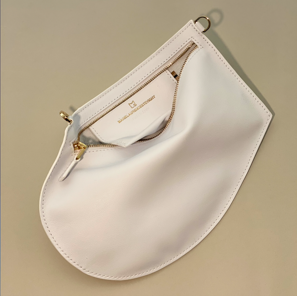 Sacs et cabas - Zip Maxi Cut cuir blanc et finitions or - MLS-MARIELAURENCESTEVIGNY