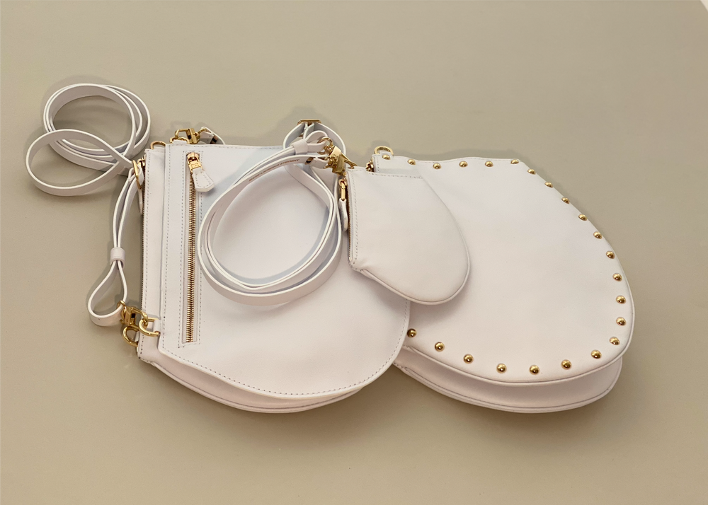 Sacs et cabas - Zip Maxi Cut cuir blanc et finitions or - MLS-MARIELAURENCESTEVIGNY
