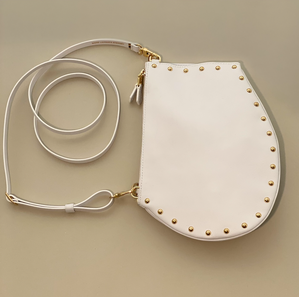 Sacs et cabas - Zip Maxi cuir blanc clouté or - MLS-MARIELAURENCESTEVIGNY