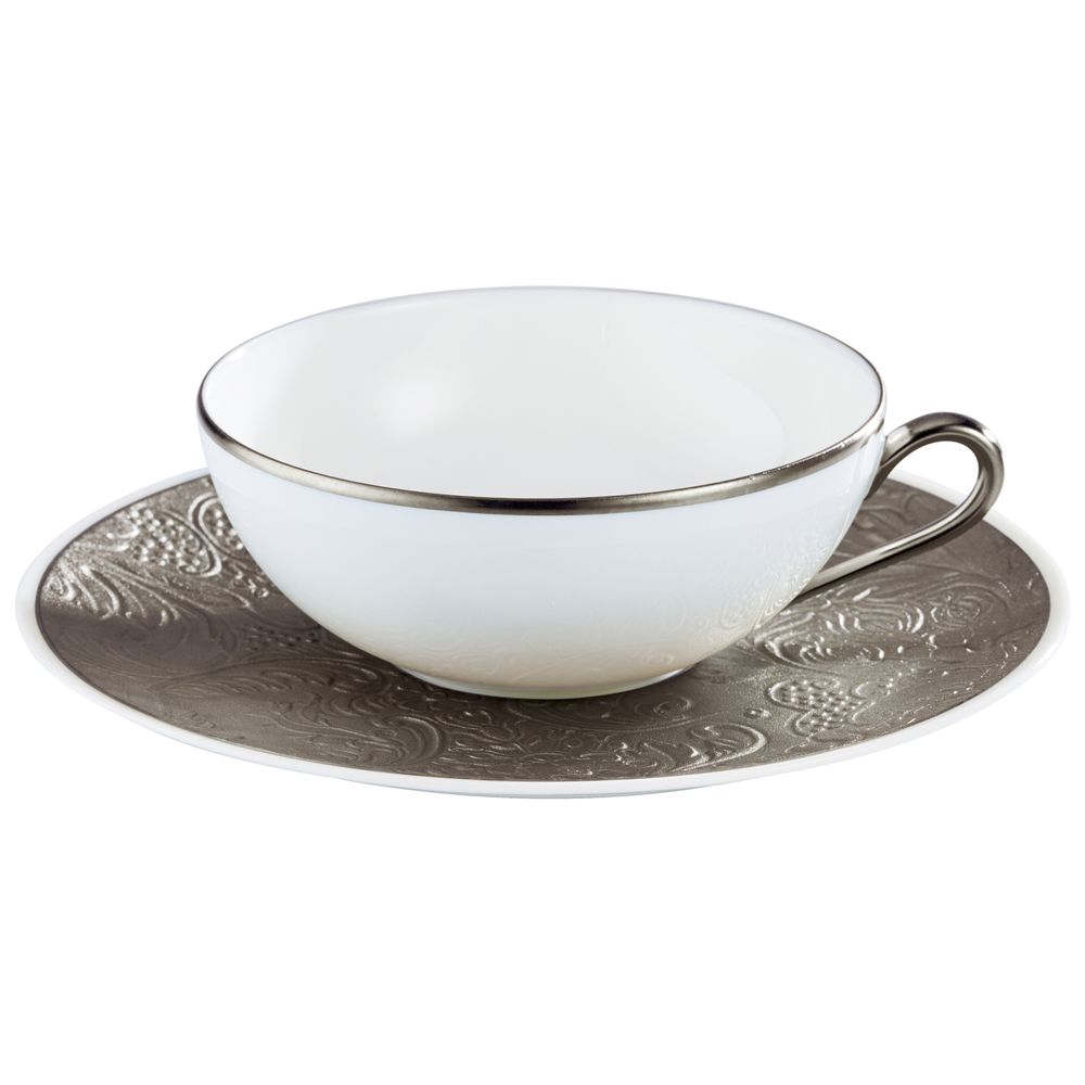 Tasses et mugs - Italian Renaissance - Tasse et Soucoupe Thé Extra Filet Platine - RAYNAUD