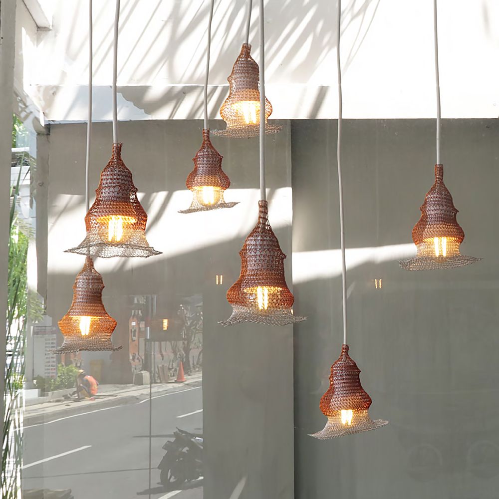 Suspensions - Abat-jour en fil tissé assorti - NYAMAN GALLERY BALI