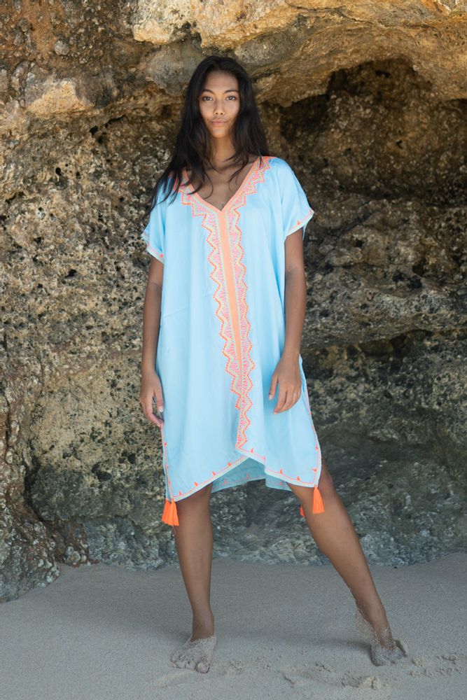 Prêt-à-porter - Caftan court/robe cache-maillot de plage Bali - MON ANGE LOUISE