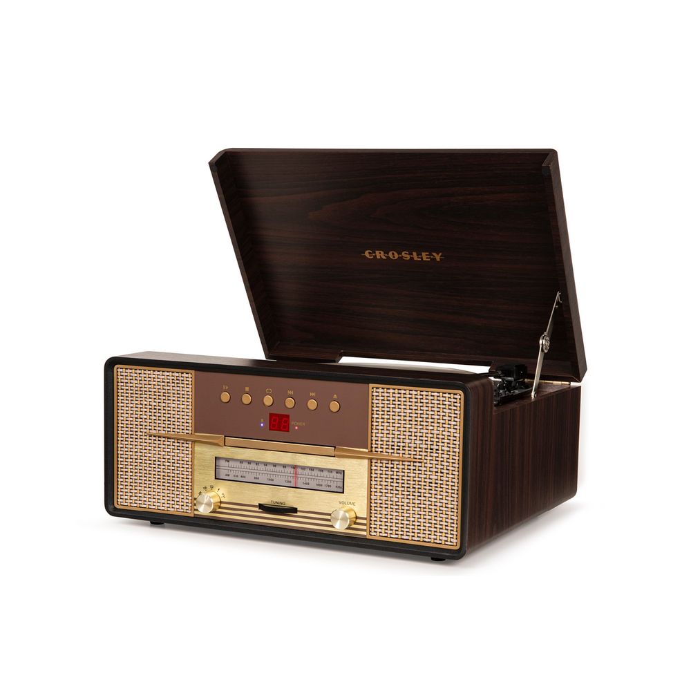 Speakers and radios - Crosley Rhapsody Entertainment Center Mahogany (CD/ Bluetooth/ cassette/ vinyl player) - CROSLEY RADIO