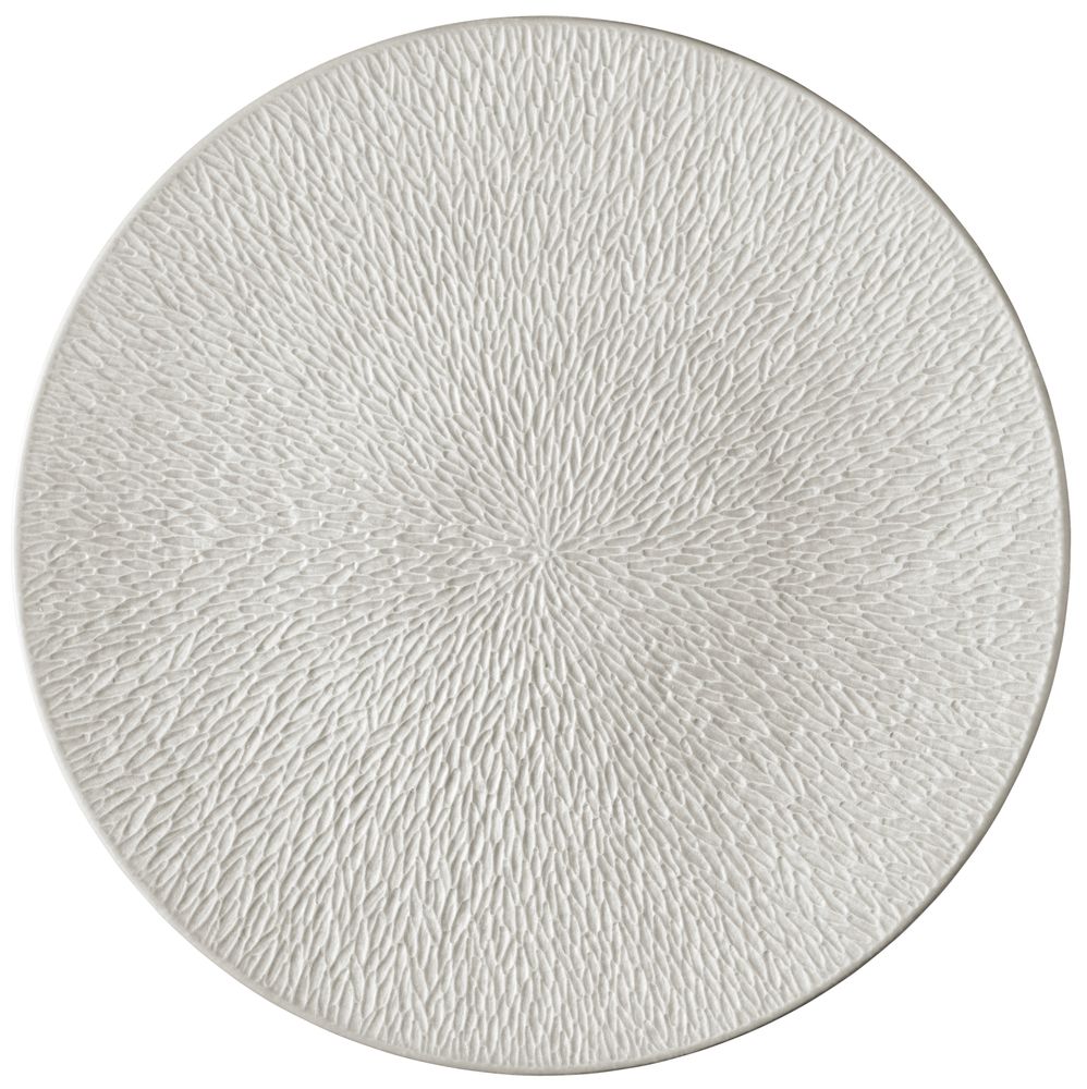 Formal plates - Minéral Irisé - Coupe plate flat, full engraved pearl grey 16 - RAYNAUD