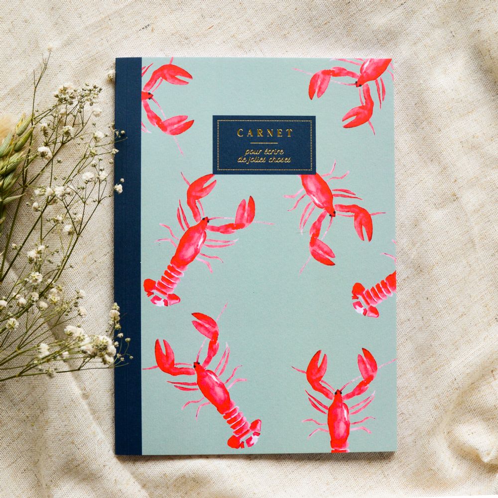 Papeterie - Carnet A5 - Les Homards - BLEU COQUILLE