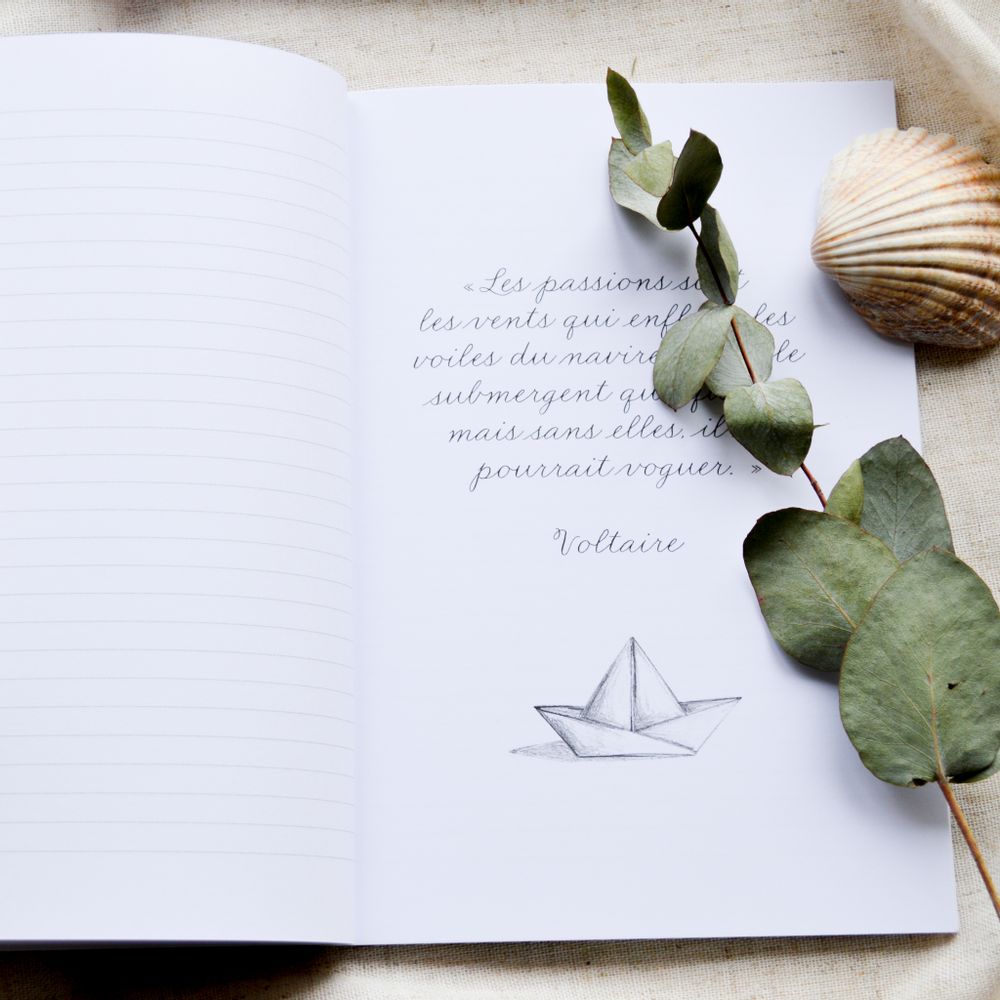 Stationery - A5 notebook boots - BLEU COQUILLE