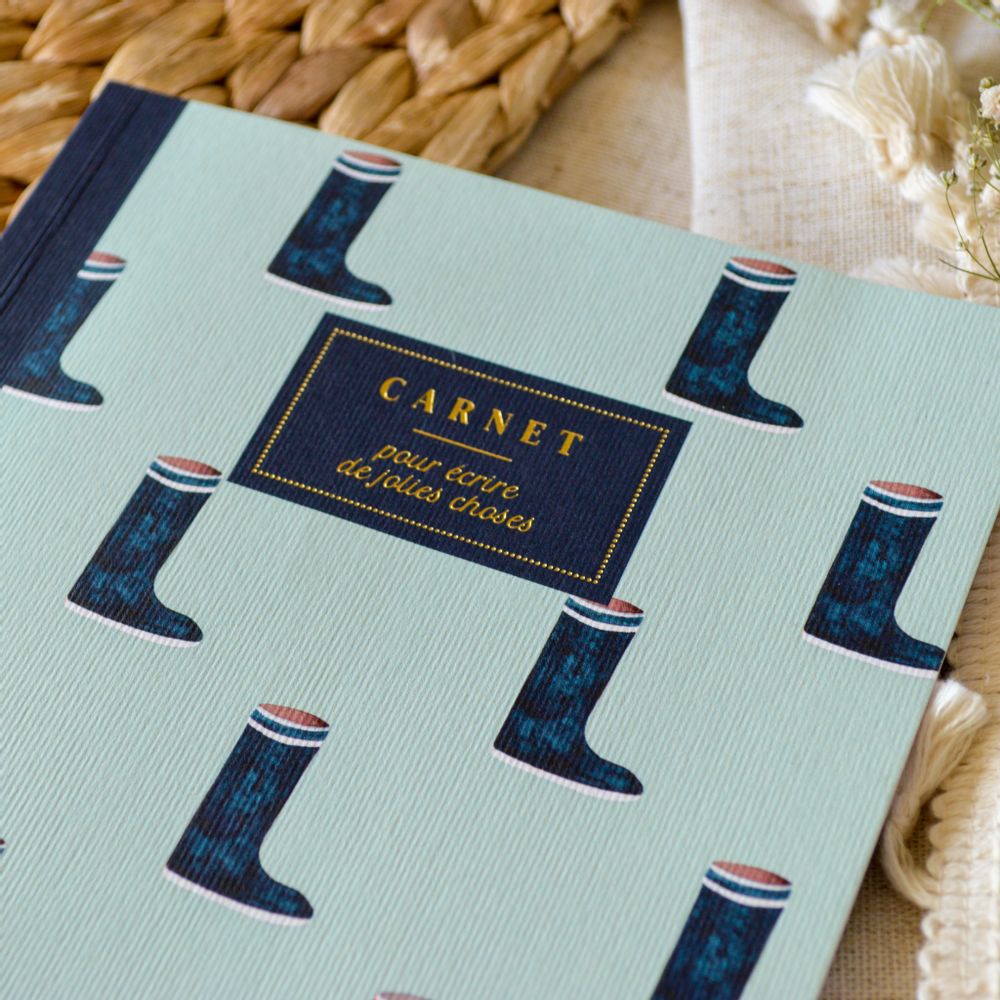 Stationery - A5 notebook boots - BLEU COQUILLE