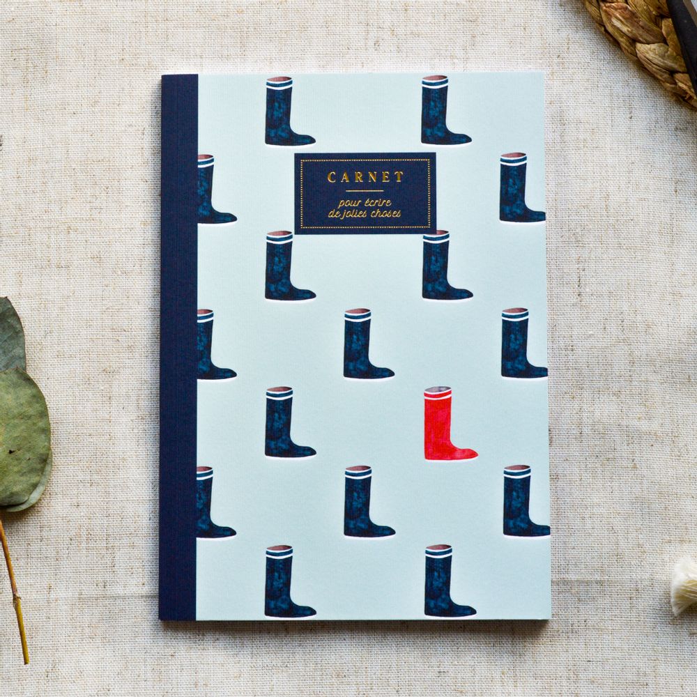 Stationery - A5 notebook boots - BLEU COQUILLE