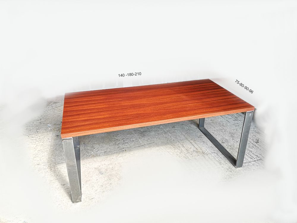 Dining Tables - Dining table Mahogany top with steel base O - LIVING MEDITERANEO