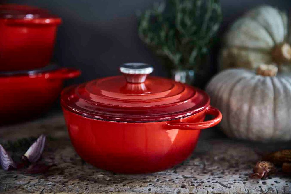 Faitouts - LEGUMIER TRADITION EN FONTE EMAILLEE ROUGE DEGRADE - BAUMALU