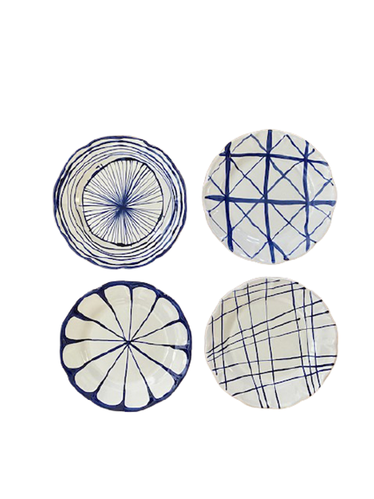 Couverts & ustensiles de cuisine - Ensemble de quatre assiettes à dîner en céramique peintes à la main, diamètre 26 cm - CERASELLA CERAMICHE