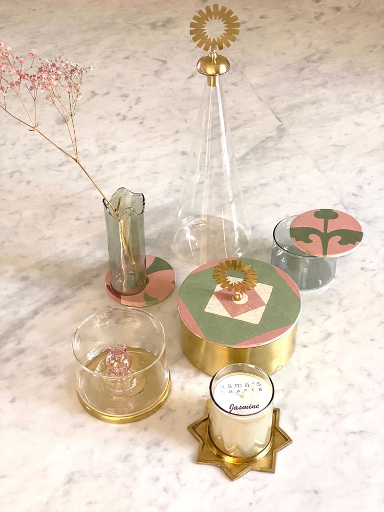 Storage boxes - Tiled Brass Box With A Sun Handle - ASMA'S CRAFTS