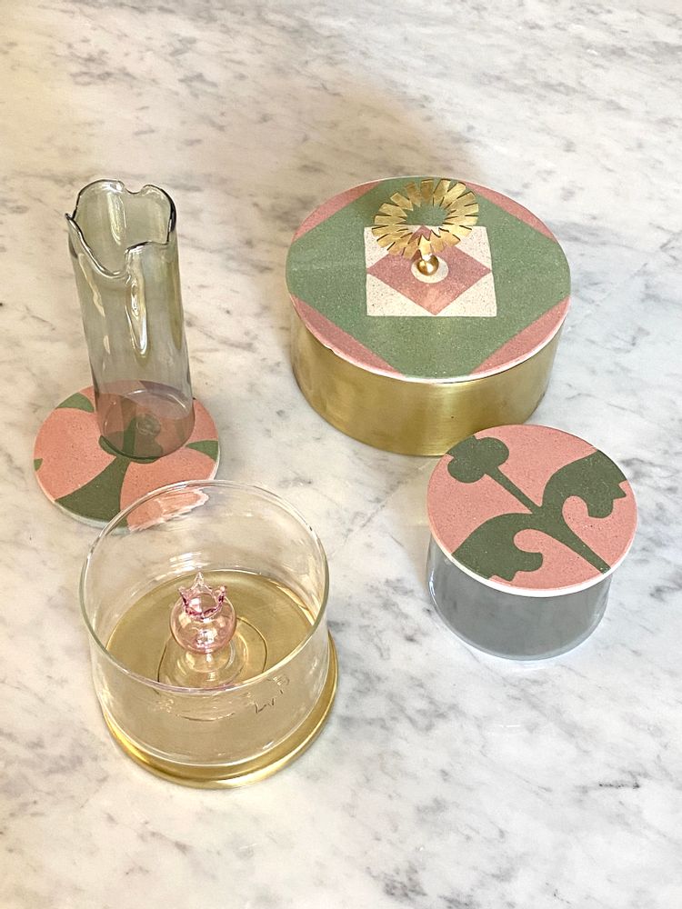 Storage boxes - Tiled Brass Box With A Sun Handle - ASMA'S CRAFTS