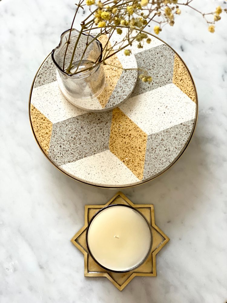 Design objects - Tiled Round Platter Diamond Pattern - ASMA'S CRAFTS