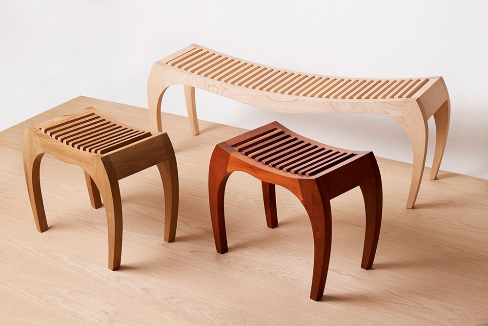 Banquettes pour collectivités - Tabouret en bois pour la chambre à coucher , siège pour le hall RUMBO - VAN DEN HEEDE-FURNITURE-ART-DESIGN