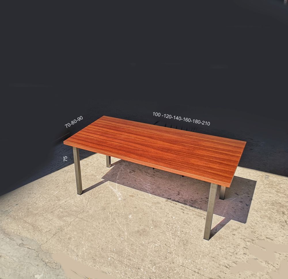 Tables Salle à Manger - Table avec plateau en acajou et bases en acier Π - LIVING MEDITERANEO