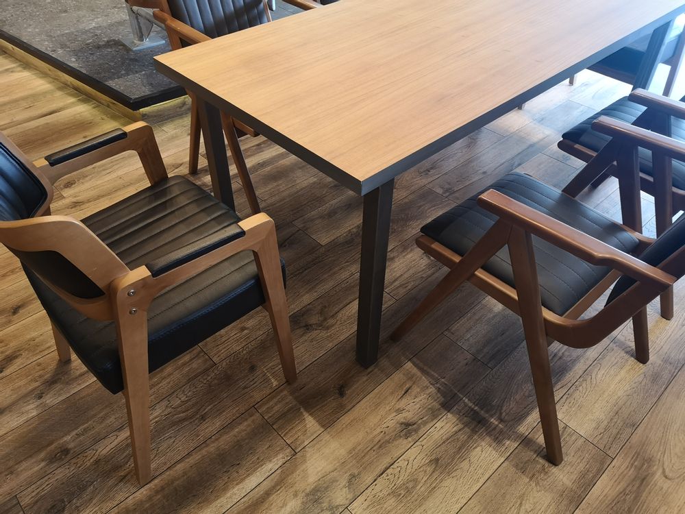 Dining Tables - Table with african walnut top and steel bases type parson - LIVING MEDITERANEO