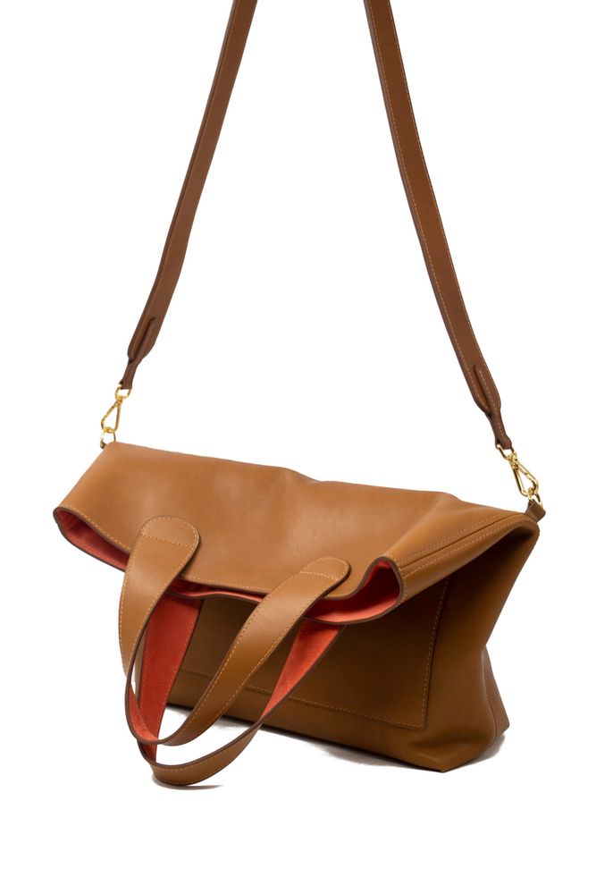 Sacs et cabas - Sac Violette Cognac-Cuir tanné végétal - L'ATELIER DES CREATEURS