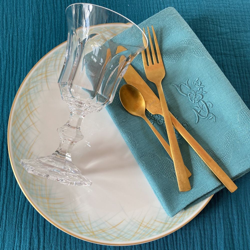 Assiettes de réception - Ensemble de 4 assiettes plates "les herbes folles" - GARANCE CRÉATIONS