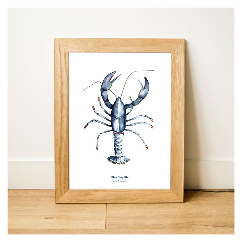 Affiches - Affiche 30x40 - Homard Bleu - BLEU COQUILLE