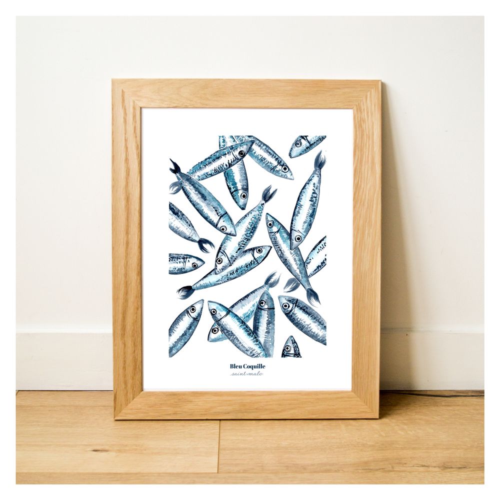 Poster - Poster 30x40 - Les Sardines - BLEU COQUILLE