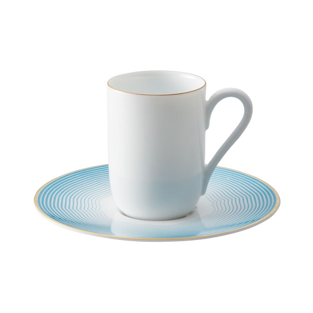 Mugs - Aura - Expresso cup Monceau gold and saucer Aura azure - RAYNAUD