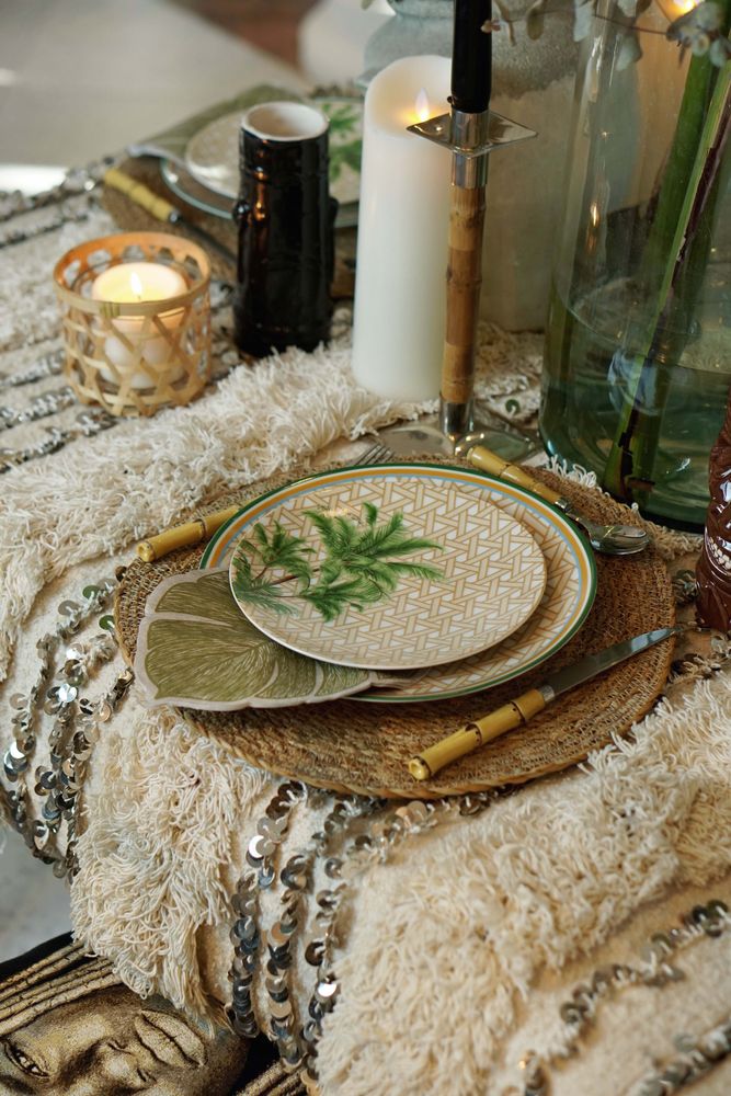 Couverts & ustensiles de cuisine - Assiette en porcelaine à motifs palmiers Hazeran 20 cm - VITELLI DESIGN STUDIO