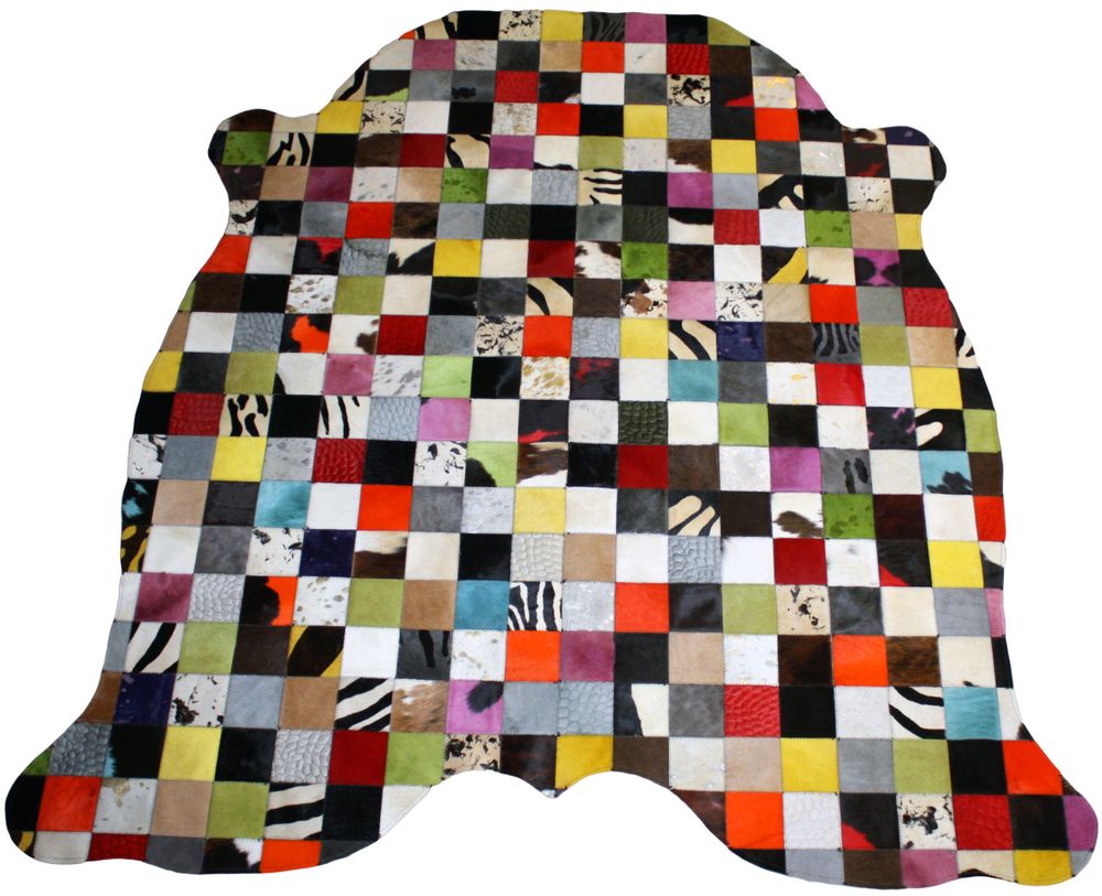 Tapis sur-mesure - Peau de vache patchwork multicolore  - TERGUS