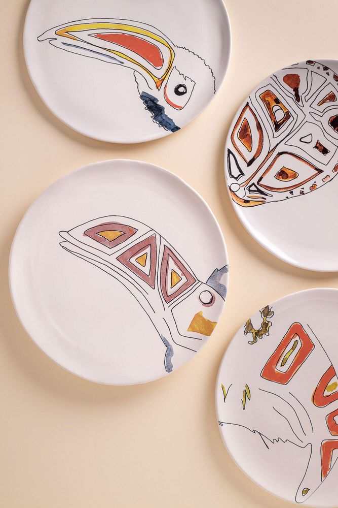Formal plates - Reina del Darién watercolor plates - ETHIC & TROPIC CORINNE BALLY