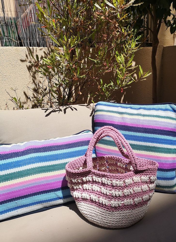 Sacs et cabas - Cabas Summer Rose et Blanc - TECLA BARCELONA
