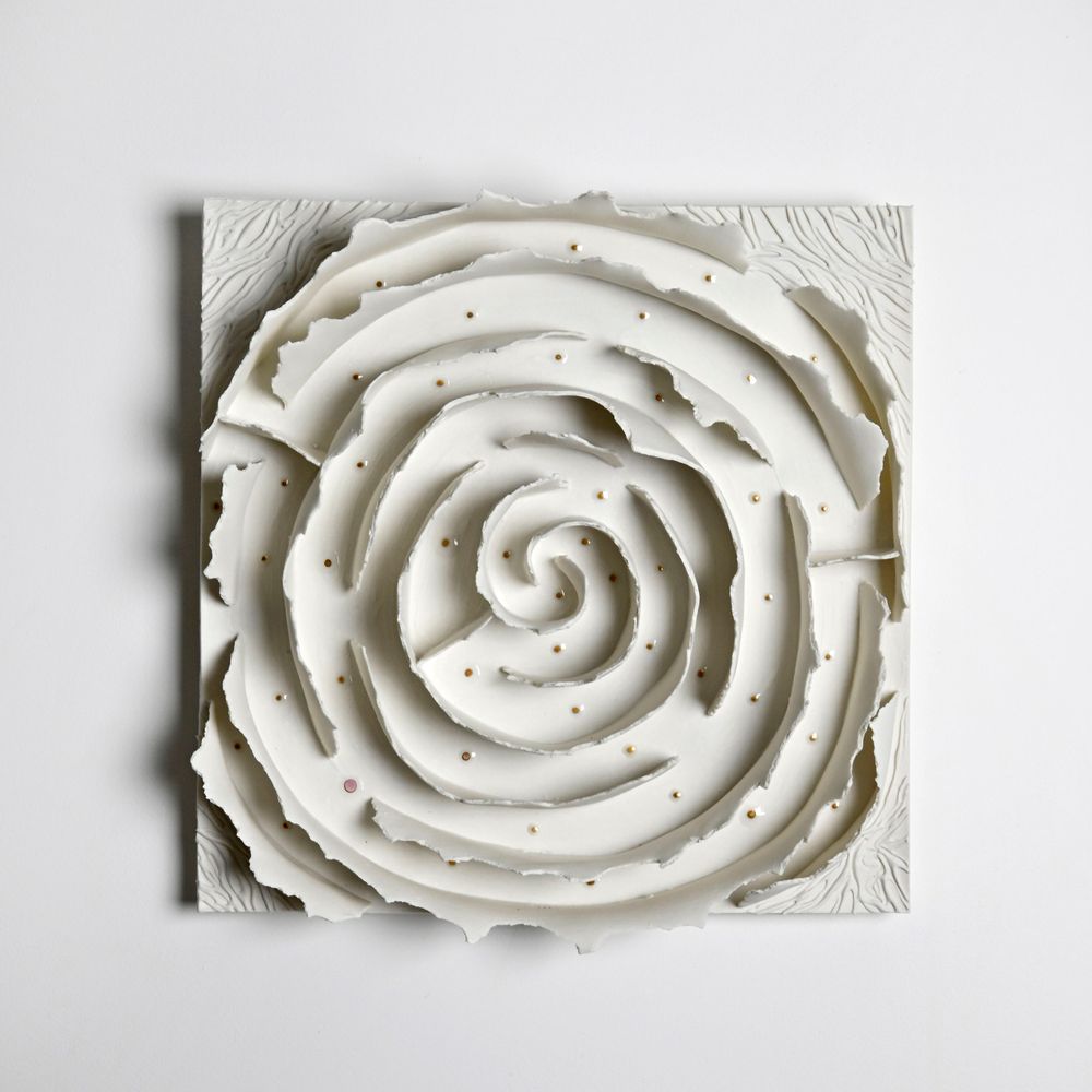 Unique pieces - Paintings Porcelain GOLD “labirynth” collection Bark - GUENAELLE GRASSI