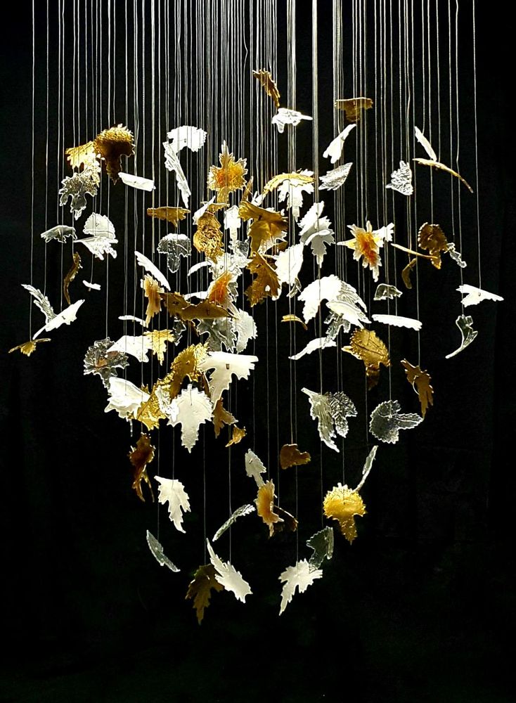 Hanging lights - Bespoke handmade glass chandelier Autumn Leaves - BARANSKA DESIGN