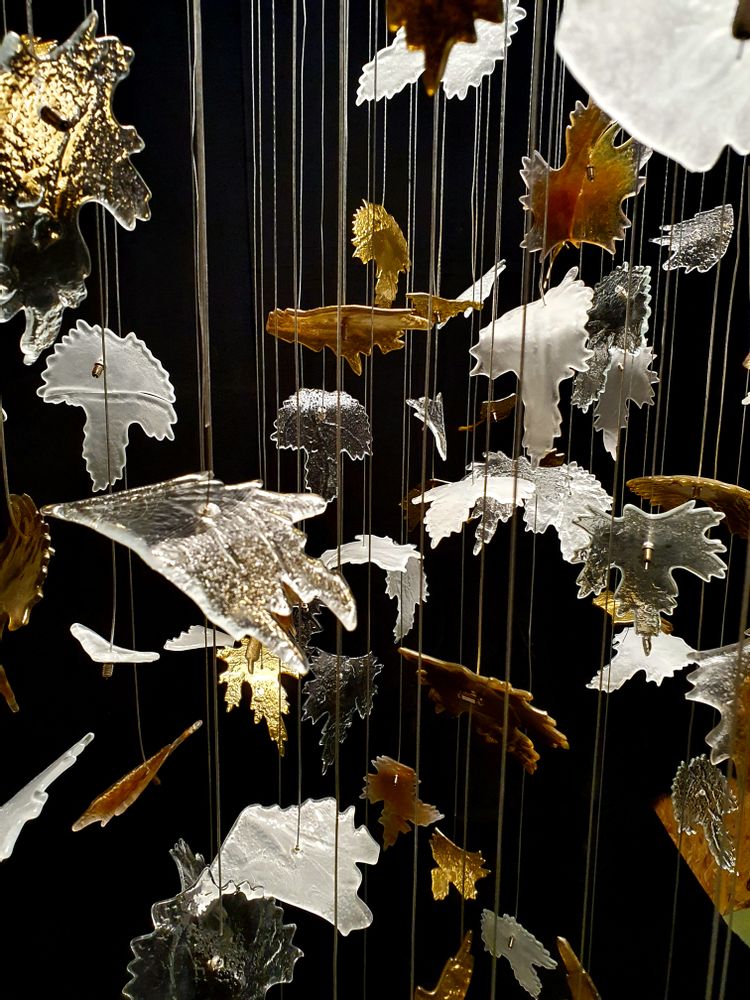 Hanging lights - Bespoke handmade glass chandelier Autumn Leaves - BARANSKA DESIGN