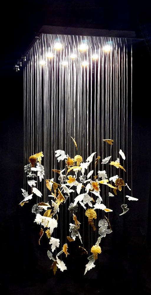 Hanging lights - Bespoke handmade glass chandelier Autumn Leaves - BARANSKA DESIGN
