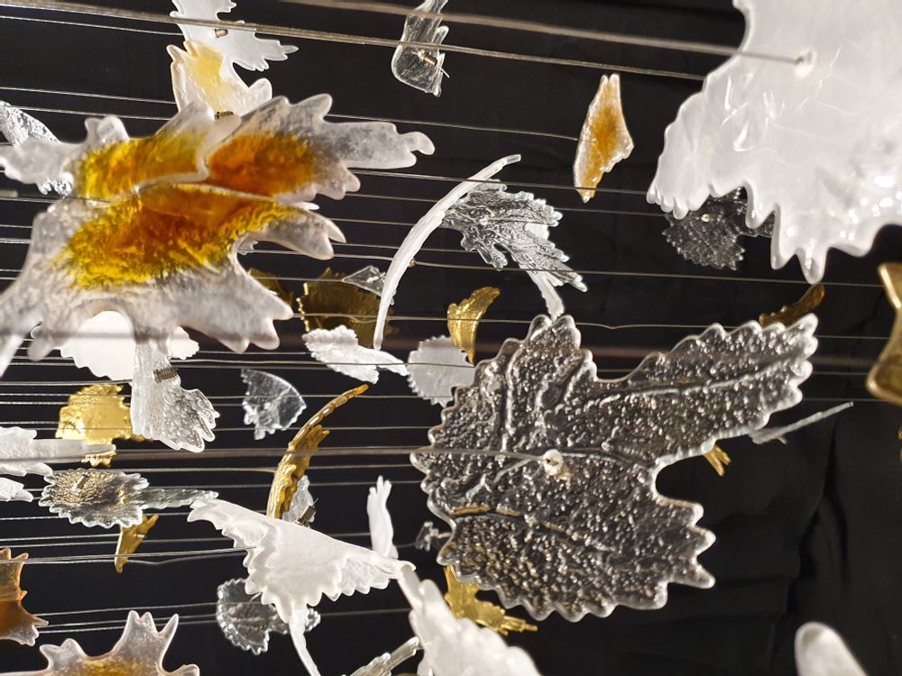 Hanging lights - Bespoke handmade glass chandelier Autumn Leaves - BARANSKA DESIGN
